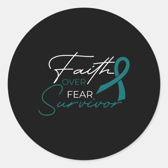 Ovarian Cancer Fight Cancer Ribbon Classic Round Sticker (Front)
