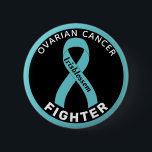 Ovarian Cancer Fighter Ribbon Black Button<br><div class="desc">Ovarian Cancer Fighter Ribbon Black Button for awareness and support for women fighting ovarian cancer.</div>