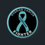 Ovarian Cancer Fighter Ribbon Black Button<br><div class="desc">Ovarian Cancer Fighter Ribbon Black Button for awareness and support for women fighting ovarian cancer.</div>