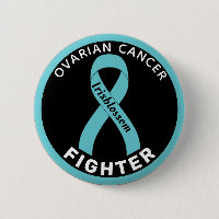 Ovarian Cancer Fighter Ribbon Black Button