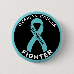 Ovarian Cancer Fighter Ribbon Black Button