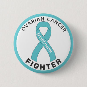 Ovarian Cancer Fighter Ribbon White Button