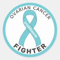 Ovarian Cancer Fighter Ribbon White Round Sticker