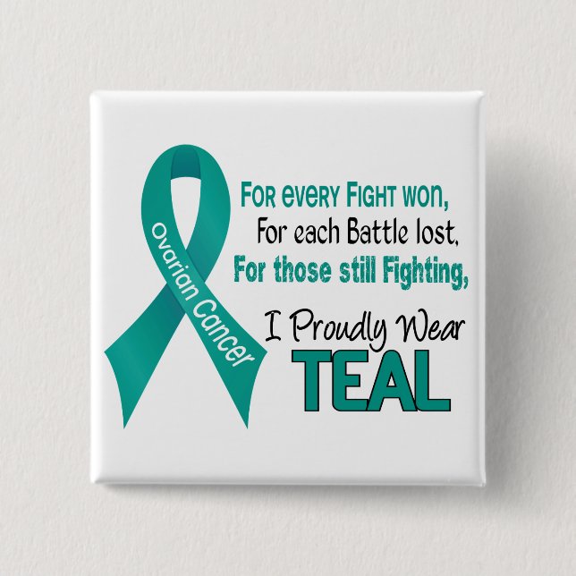 Ovarian Cancer For Every…..I Proudly Wear Teal 1 15 Cm Square Badge (Front)