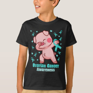 Ovarian Cancer Funny Dabbing Pig Warrior T-Shirt