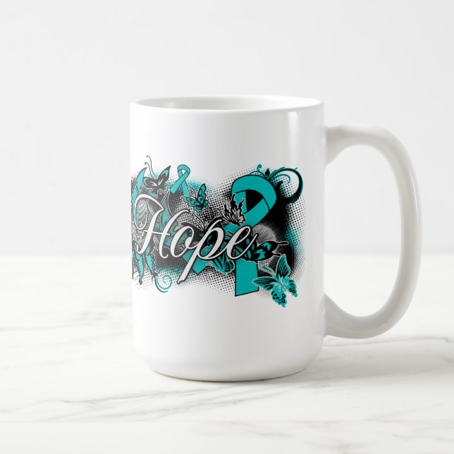 Ovarian Cancer Garden Ribbon Coffee Mug (Right)