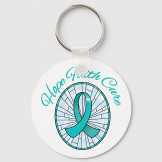 Ovarian Cancer Hope Faith Cure Key Ring