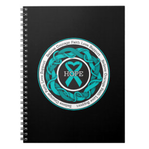 Ovarian Cancer Hope Intertwined Ribbon Spiral Notebook