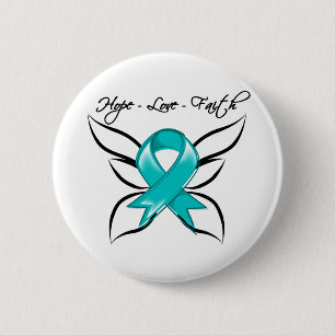 Ovarian Cancer Hope Love Faith 6 Cm Round Badge
