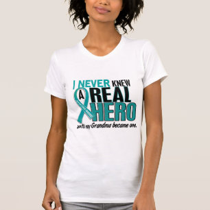 Ovarian Cancer NEVER KNEW A HERO 2 Grandma T-Shirt