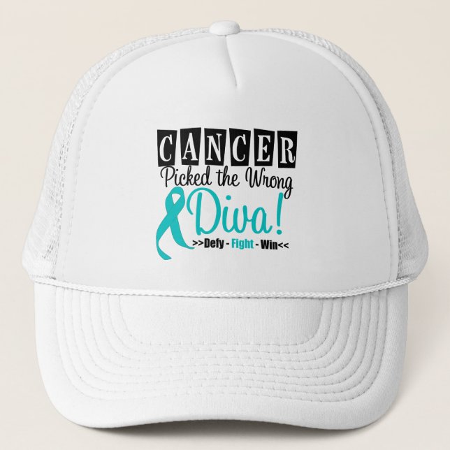 Ovarian Cancer Picked The Wrong Diva v2 Trucker Hat (Front)