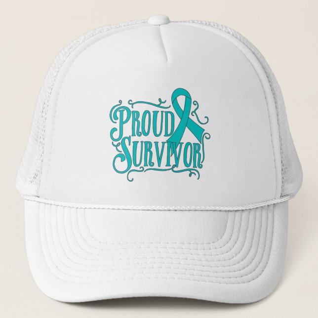 Ovarian Cancer Proud Survivor Trucker Hat (Front)