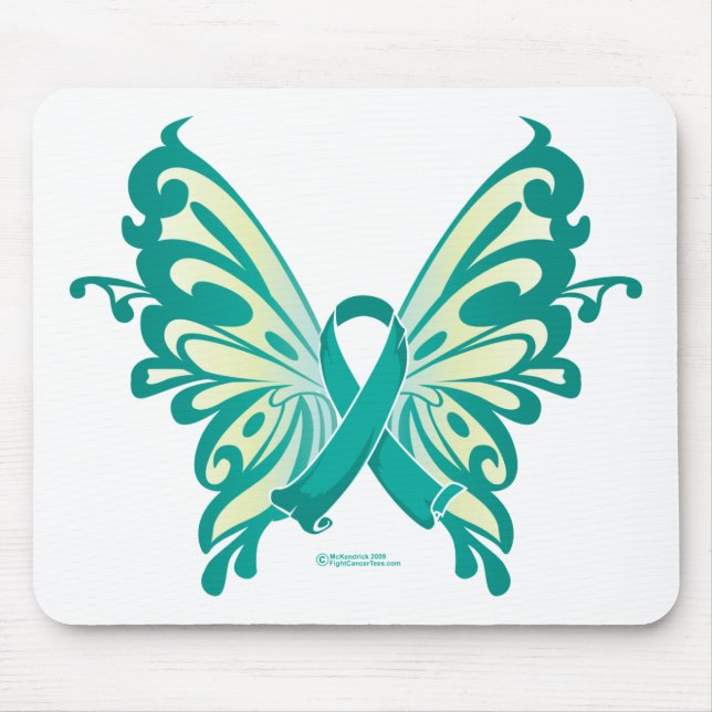 Ovarian Cancer Ribbon Butterfly Mouse Pad (Front)