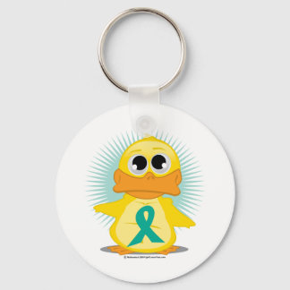 Ovarian Cancer Ribbon Duck Key Ring