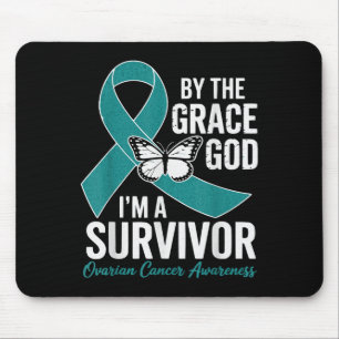 Ovarian Cancer Survivor By The Grace Of God Teal G Mouse Pad