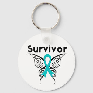 Ovarian Cancer Survivor Tribal Butterfly Key Ring