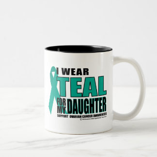 Ovarian Cancer Teal For Daughter Two-Tone Coffee Mug