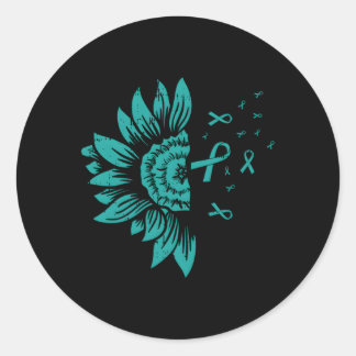 Ovarian Cancer Teal Ribbon Awareness Classic Round Sticker