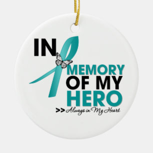 Ovarian Cancer Tribute In Memory of My Hero Ceramic Tree Decoration