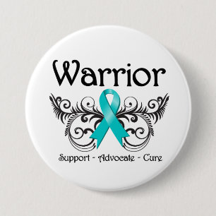 Ovarian Cancer Warrior Scroll 7.5 Cm Round Badge