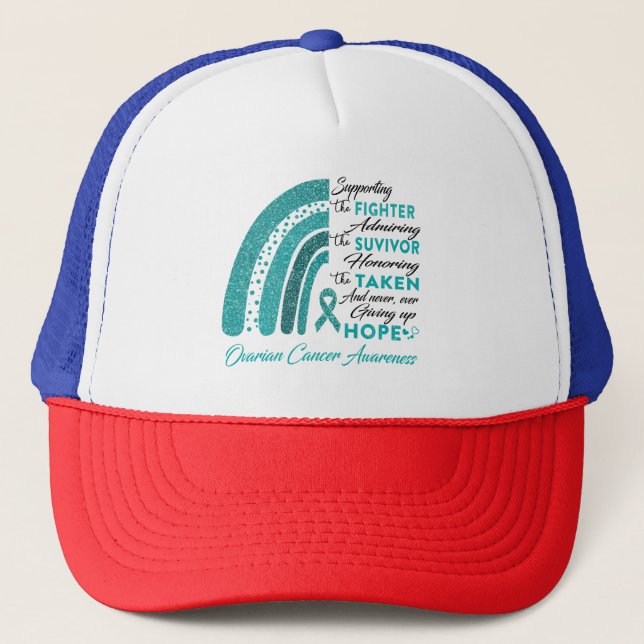 Ovarian Cancer Warrior Supporting Fighter Trucker Hat (Front)