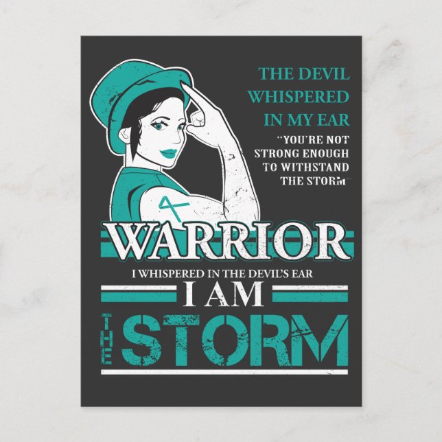 Ovarian Cancer Warrior Wife Teal Ribbon Awareness Postcard (Front)