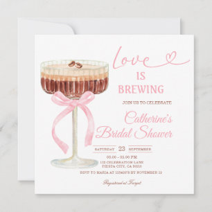 ove Is Brewing Bridal Shower Coffee Martini Theme Invitation