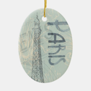 Ovel Vintage Eiffel Tower Ornament