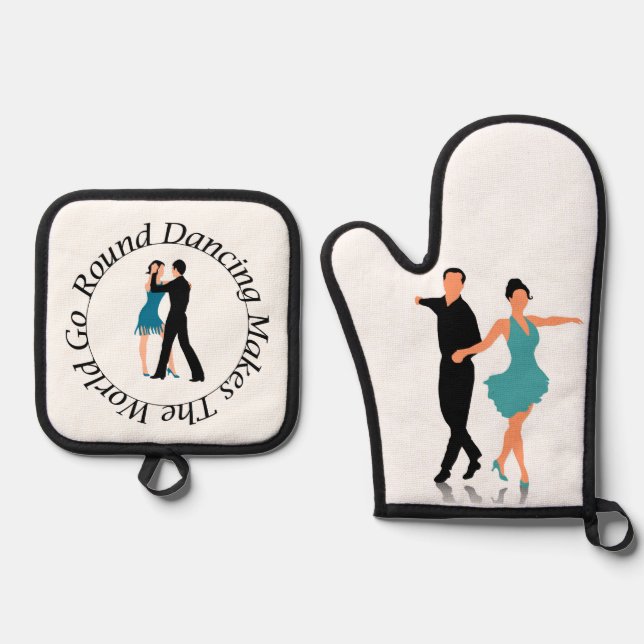 Oven Mitt and Pot Holder - Round Dancer Oven Mitt & Pot Holder Set (Front)