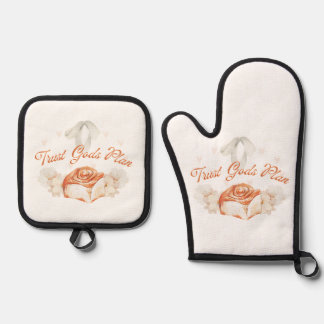 Oven Mitt and Pot Holder Set - Trust God's Plan