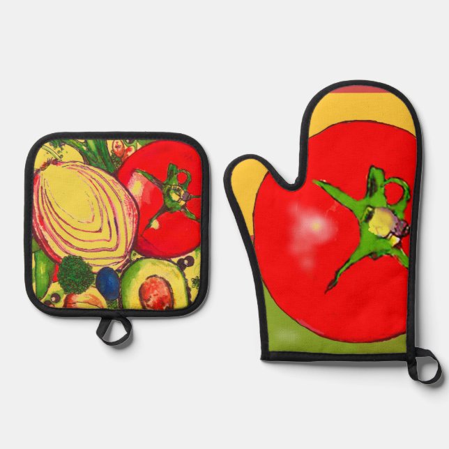 Oven Mitt and Pot Holders Oven Mitt & Pot Holder Set (Front)