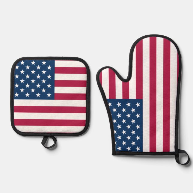 Oven Mitt and Pot Holders with flag of USA Oven Mitt & Pot Holder Set (Front)
