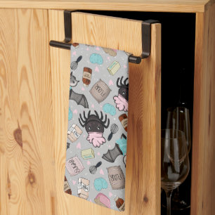 Oven Mitt-Halloween Baking Besties-Gray Tea Towel