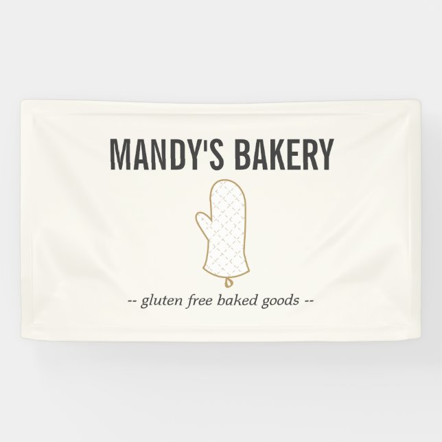 Oven Mitt Logo Gold on Ivory for Bakery Banner (Horizontal)