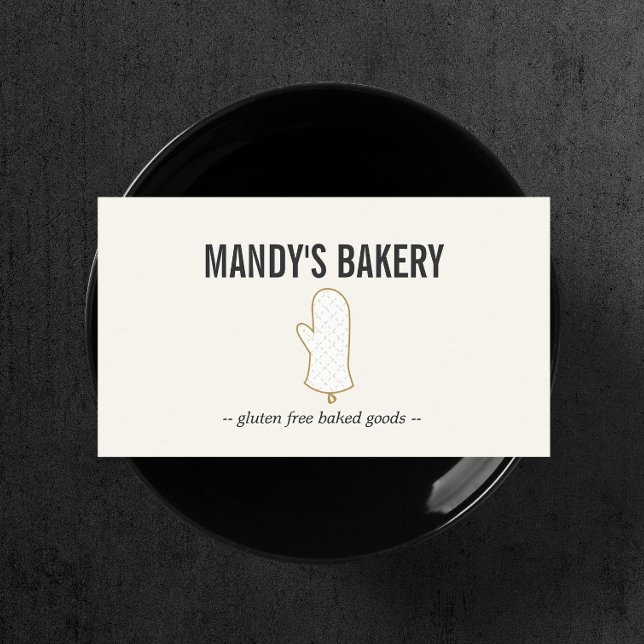 Oven Mitt Logo Gold on Ivory for Bakery Business Card (Creator Uploaded)