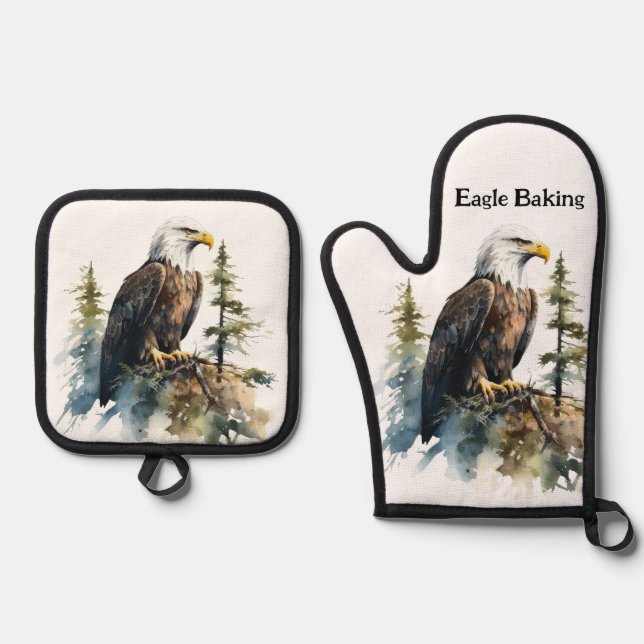 Oven Mitt & Pot Holders Eagle Baking Nature Holder Set (Front)