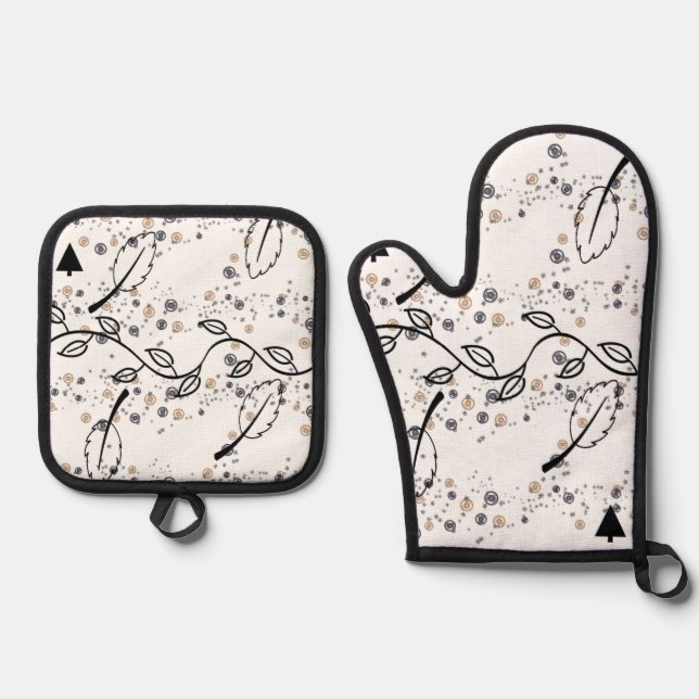 Oven Mitt & Pot Holders Leaves    Holder Set (Front)