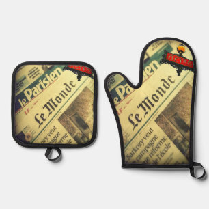 Oven Mitt & Pot Holders Paris France Holder Set