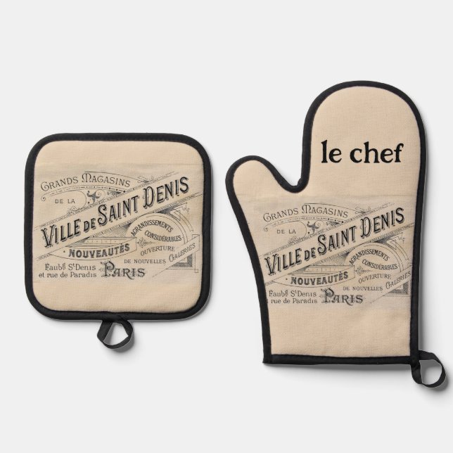 Oven Mitt & Pot Holders Paris France  Holder Set (Front)