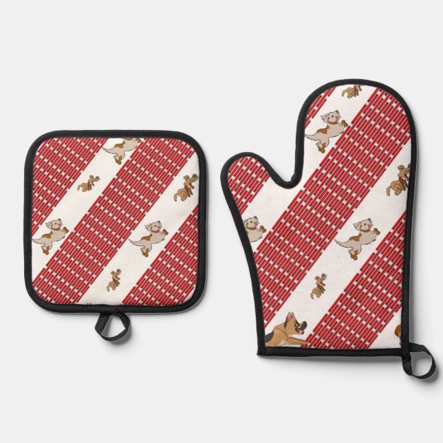 Oven Mitt & Pot Holders Red Dog  Holder Set (Front)