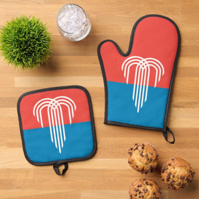 Oven Mitt, Pot Holders with flag of Kansas City Oven Mitt & Pot Holder Set (Top Down)