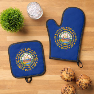 Oven Mitt, Pot Holders with flag of New Hampshire Oven Mitt & Pot Holder Set