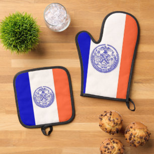 Oven Mitt, Pot Holders with flag of New York, US Oven Mitt & Pot Holder Set