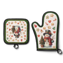 Oven Mitt Snowman and Christmas Cookies Green