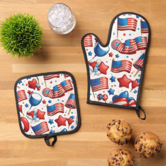 oven mitts 4th of july oven mitt & pot holder set