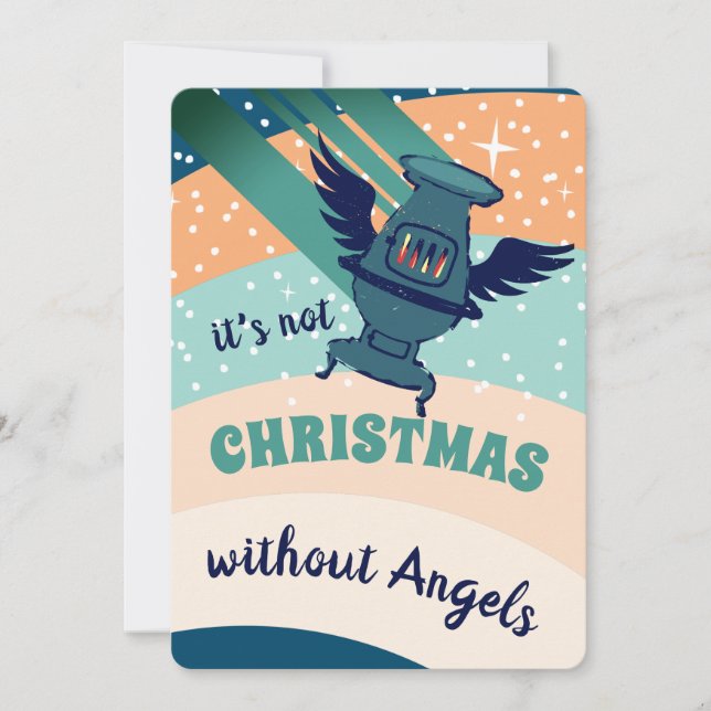 Oven stove angel personalised Christmas card (Front)