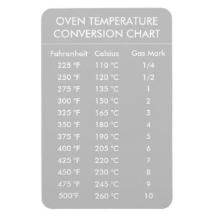 oven temperature conversion chart grey magnet