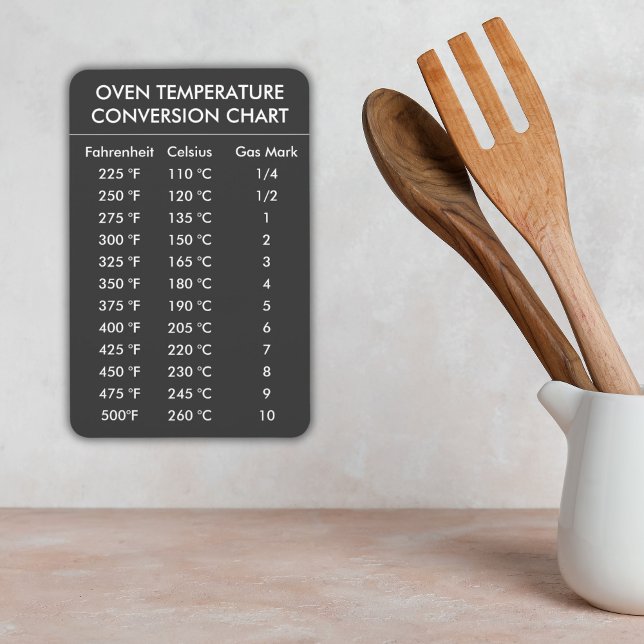 oven temperature conversion chart grey magnet (oven temperature conversion chart)