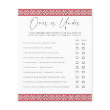 Over and Under/Would She Rather Baby Shower Games