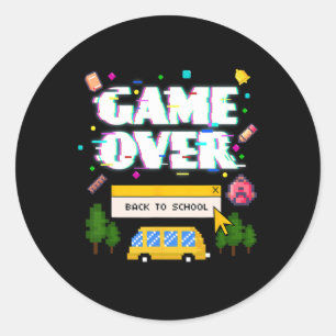 Over Back To School Funny Retro Gamer Teacher Stud Classic Round Sticker